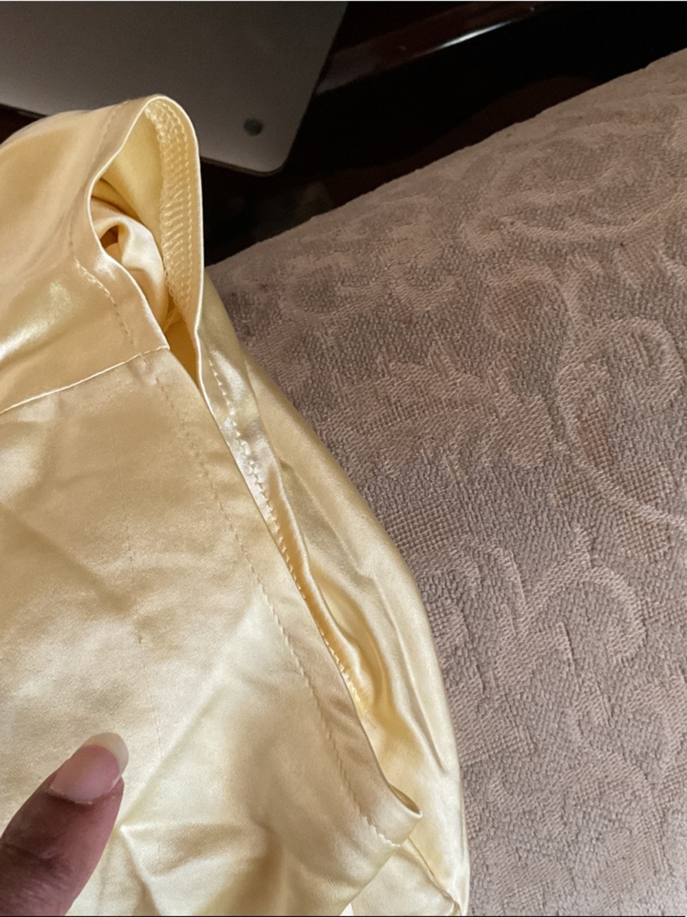 Selfie Leslie Satin Maxi Dress in Pale Yellow - Picture 5 of 7